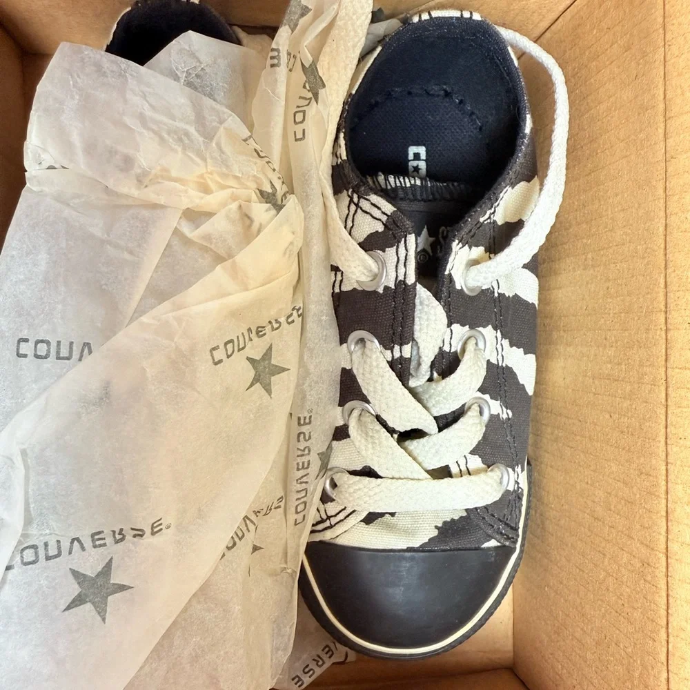 Converse Black and Cream Animal Patterned Toddler Sneakers